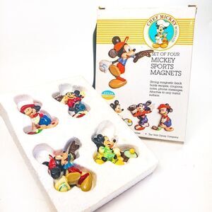 Vintage Mickey Mouse Sports Magnets Hoan Set of 4